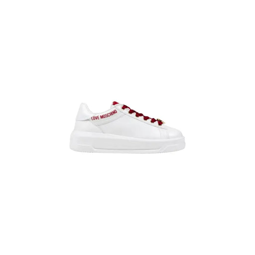 White leather sneakers with red laces from Love Moschino Women for fall winter collection