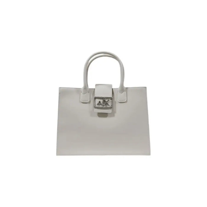 White leather tote bag from Leather Tote Bag in Gray Light Gray and White collection