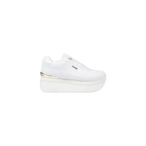 White platform sneakers with gold accents for women from Guess Fall Winter collection