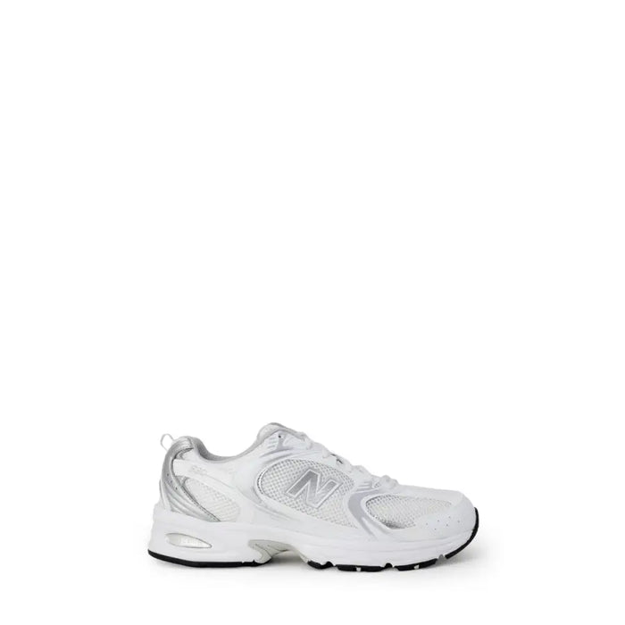 White and silver athletic shoe from New Balance Women Faux Leather Grey Sporty Sneakers for Fall Winter