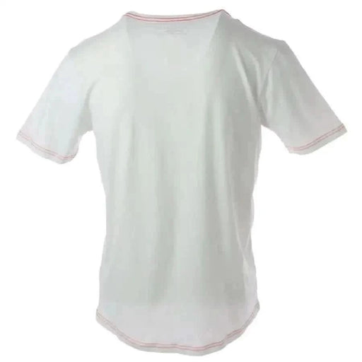 Jeckerson Men T-Shirt White with Pink Trim around Neck and Sleeves