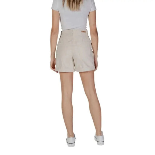 B.young Women’s Beige Cotton Shorts with Pockets for casual and stylish wear