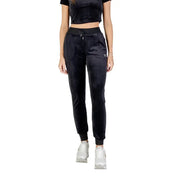 Women’s black velvet jogger pants with drawstring waist from Guess Active for winter comfort