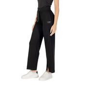 Women’s black wide-leg sweatpants with drawstring waist and side slits from Armani Exchange
