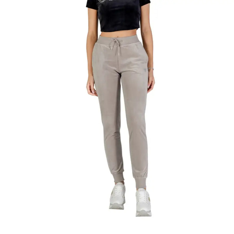 Women’s light brown athletic joggers with drawstring waist from Guess Active for winter wear