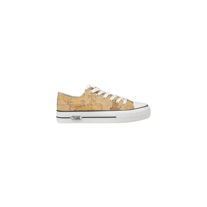 World map patterned sneaker showcasing global design and stylish footware