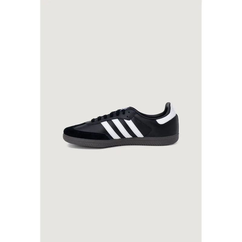 Adidas Baskets en cuir noir pour homme, pointure 2,5, avec motif samba noir, trois bandes blanches et empiècements en daim.