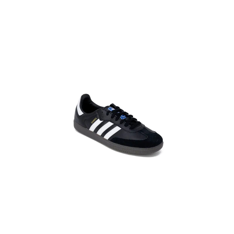 Adidas Baskets Samba en cuir noir pour homme, avec trois bandes blanches et languette bleue, pointure 2,5.