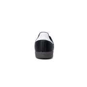 Adidas Baskets slip-on en cuir pour homme, noires et blanches, semelle en caoutchouc gris, pointure 2,5