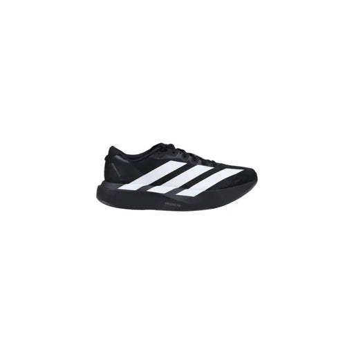 Adidas Baskets pour homme en tissu synthétique noir avec trois larges bandes blanches, conçues pour la course à pied