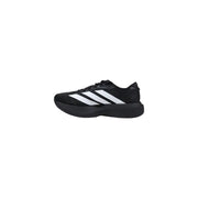 Adidas Baskets homme noires en tissu synthétique, modèle JP7149, idéales pour la course à pied, avec trois bandes blanches sur le côté.