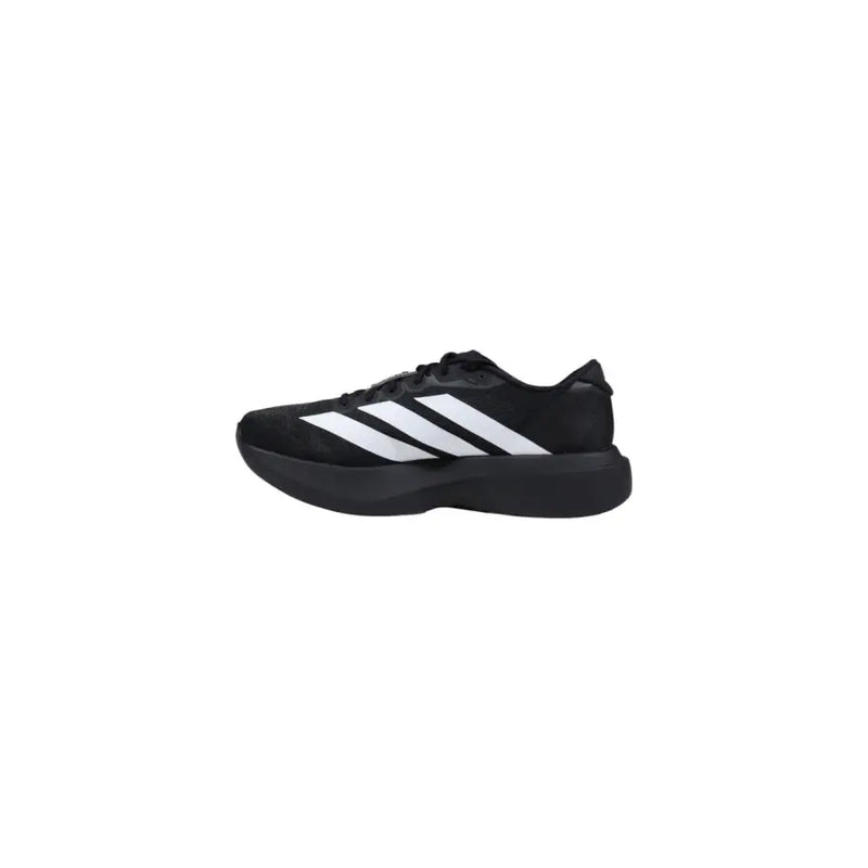 Adidas Baskets homme noires en tissu synthétique, modèle JP7149, idéales pour la course à pied, avec trois bandes blanches sur le côté.