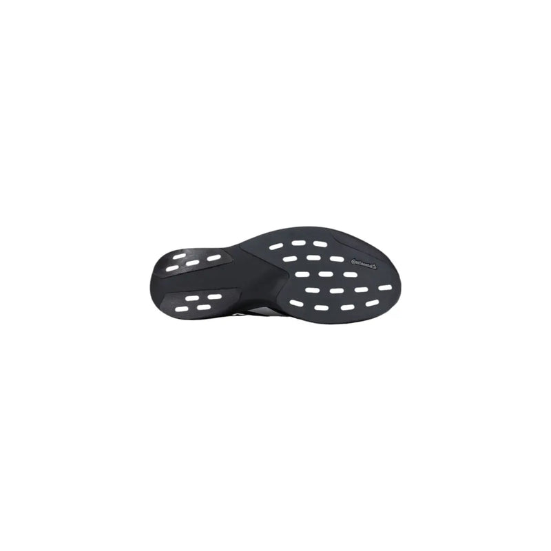 Adidas men sneakers black synthetic fabric with black rubber sole featuring white oval cutouts and continental logo on heel back side