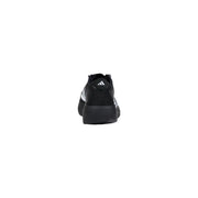 Adidas men sneakers black synthetic fabric with white stripes and textured upper JP7149 shown from the back side