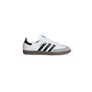 Adidas Baskets homme Samba en cuir blanc avec trois bandes noires, bout gris et semelle en gomme B75806