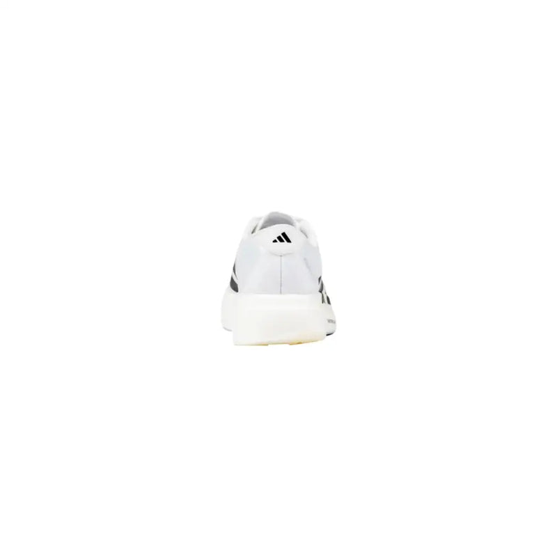 Adidas Baskets pour hommes blanches en matière synthétique, à enfiler, avec rayures noires et semelle en caoutchouc texturé pour une utilisation sportive