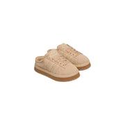 Adidas Baskets Originals Campus pour homme, style hiver années 2000, en cuir beige, avec empiècements en daim beige et semelle en caoutchouc beige.