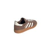 Adidas Originals men handball spezial brown suede leather sneakers with white three stripes and gum rubber sole