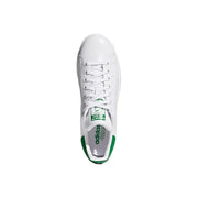 Adidas Originals men sneakers white leather stan smith with green synthetic accents on heel and tongue label