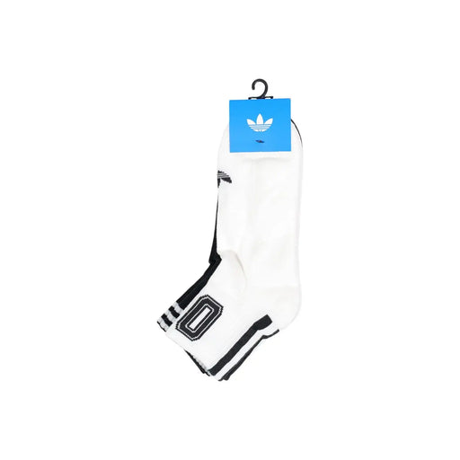 White adidas originals men ankle socks with black stripes and bold o logo featuring classic three-stripe detailing
