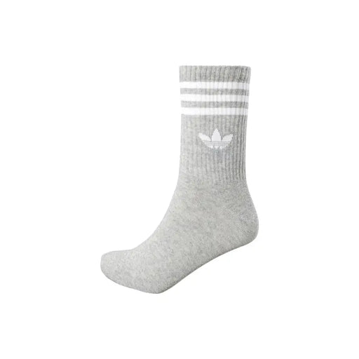 Adidas Sous-vêtements pour hommes Originals, chaussettes grises chinées avec trois bandes blanches et logo trèfle blanc