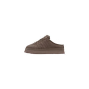 Adidas Originals women brown leather slip-on sneaker with chunky platform sole and classic three-stripe design