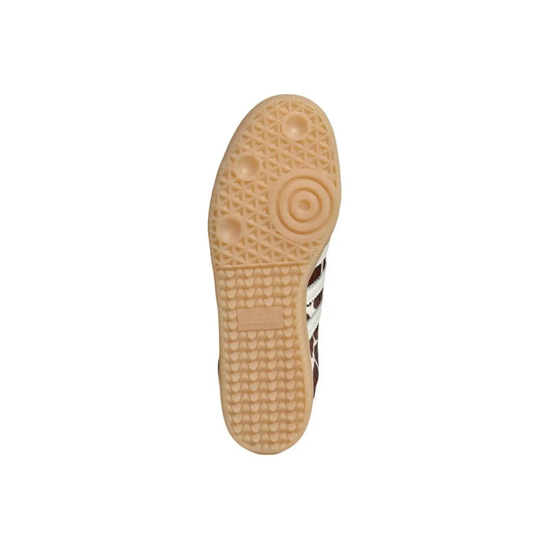 Adidas originals women brown leopard leather sneakers featuring brown and white adidas samba with textured gum sole