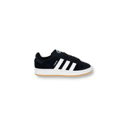 Adidas Campus black suede sneakers with white stripes, gum sole, size 4
