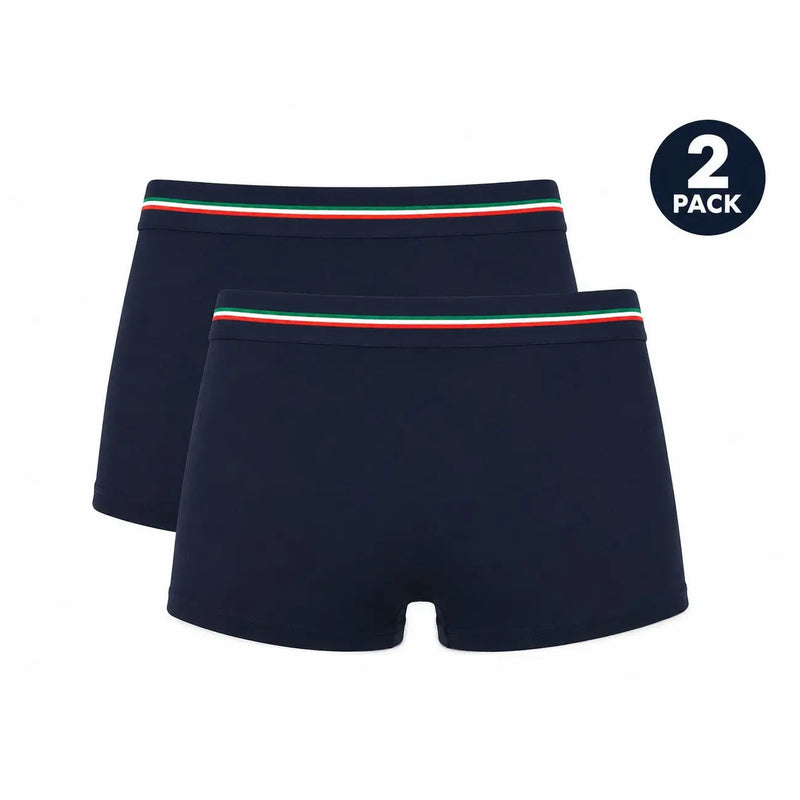 Boxer homme bleu marine Aeronautica Militare en coton avec ceinture tricolore verte, blanche et rouge