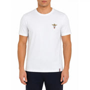T-shirt Aeronautica Militare pour homme en coton blanc à manches courtes t-shirt avec logo brodé et ourlet à rayures tricolores