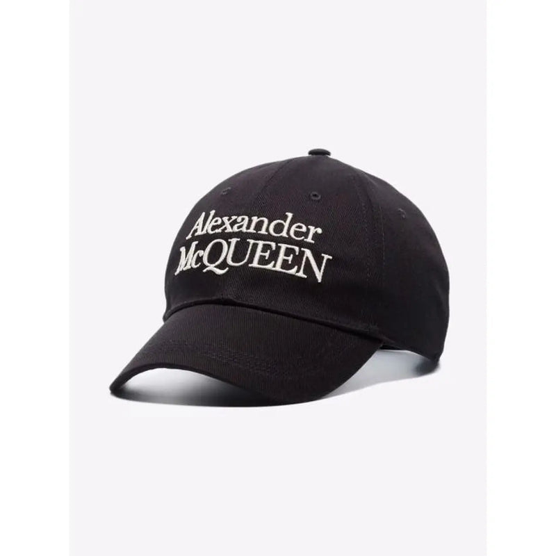 Casquette de baseball noire en coton Alexander McQueen avec logo brodé blanc pour homme