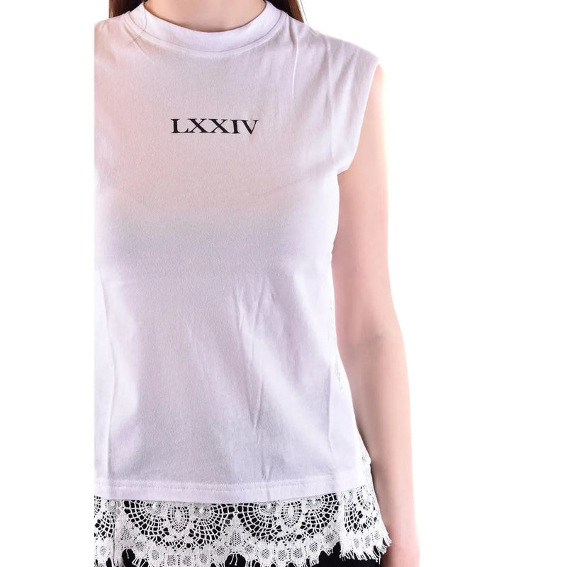 Débardeur femme Alexander McQueen top en coton blanc avec broderie noire LXXIV sur la poitrine et sans manches