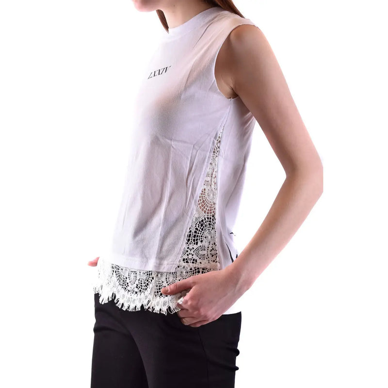 Débardeur femme Alexander McQueen top Robe sans manches en coton blanc ornée de délicates dentelles sur les côtés et à l'ourlet