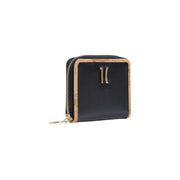 Alviero Martini black leather zip wallet for women with gold-tone logo
