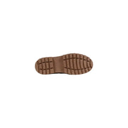 Brown rubber sole with textured grid-like tread pattern on alviero martini prima classe beige ankle boots with zip