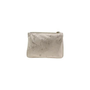Pochette zippée à imprimé carte en satin beige Alviero Martini Prima Classe