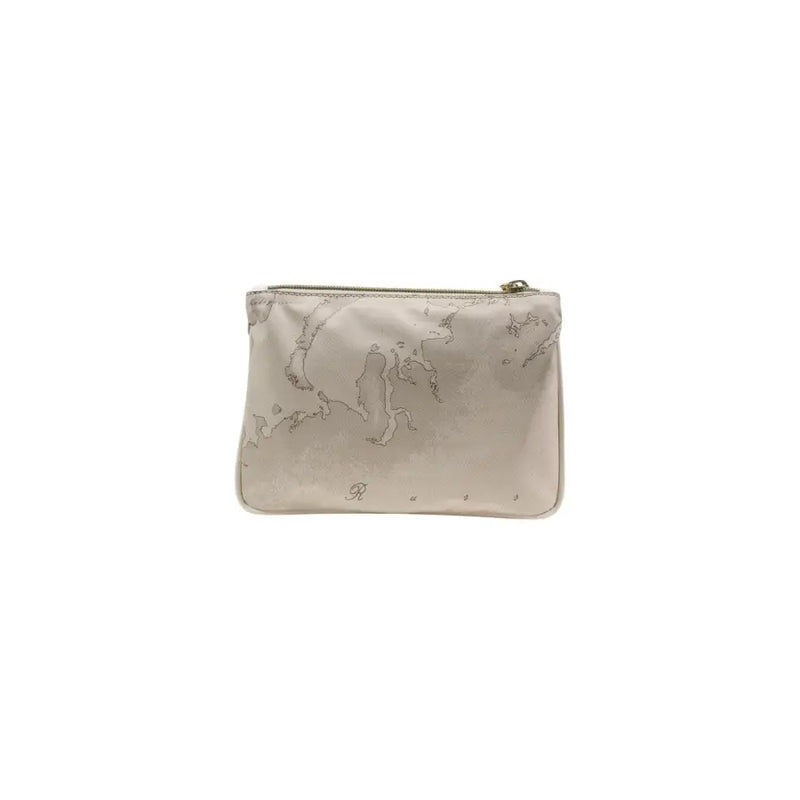 Pochette zippée à imprimé carte en satin beige Alviero Martini Prima Classe