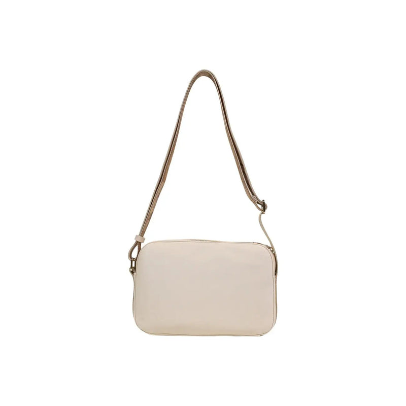 Cream-colored rectangular Alviero Martini Prima Classe shoulder bag with slender adjustable strap and metallic hardware
