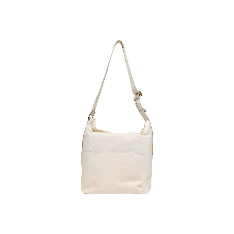 Cream-colored nylon Alviero Martini Prima Classe shoulder bag with zip pocket and adjustable strap in a minimalist design