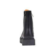 Alviero martini prima classe black leather ankle boot with chunky rubber sole and zipper closure visible from the back