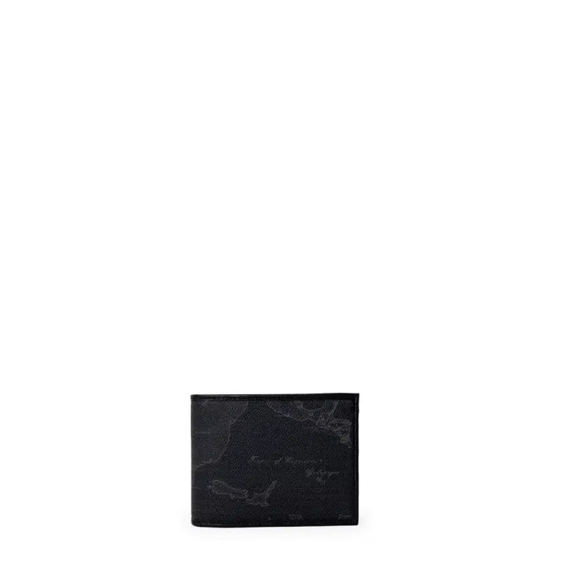 Alviero Martini Prima Classe black bifold wallet with subtle world map pattern for men