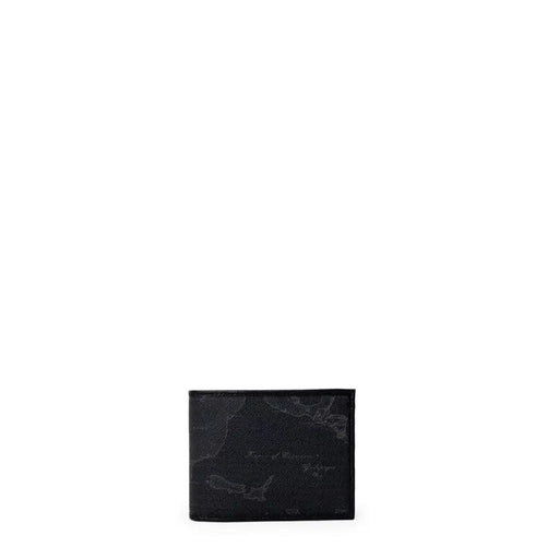 Alviero Martini Prima Classe black bifold wallet with subtle world map pattern for men