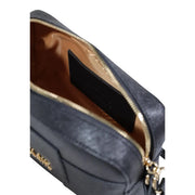 Alviero Martini Prima Classe dark blue textured leather crossbody bag with gold-tone zipper and hardware