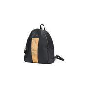 Alviero Martini Prima Classe black print zip rucksack with vintage map design strip and metallic zippers on front panel