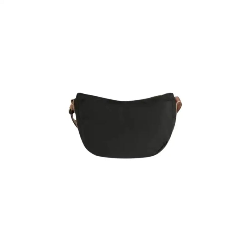 Alviero Martini Prima Classe black nylon crossbody bag with brown leather straps and gold-tone hardware with zip closure