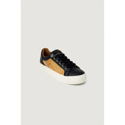 Alviero Martini Prima Classe black and tan leather low-top slip-on sneakers for women with white rubber sole