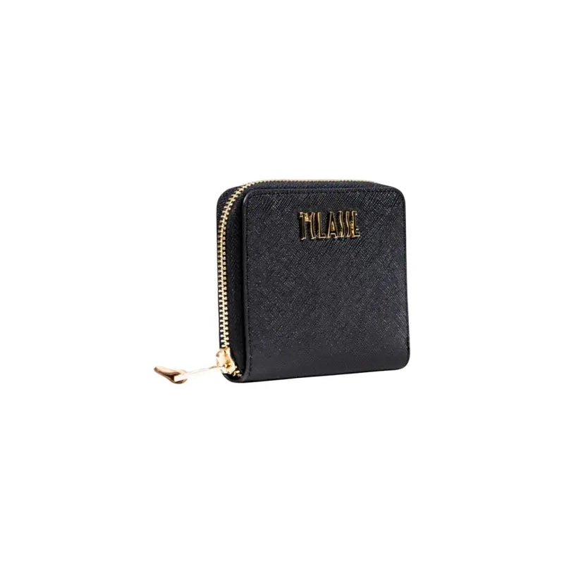 Alviero Martini Prima Classe black textured womens wallet with gold zipper and mia logo