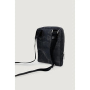 Sac bandoulière homme Alviero Martini Prima Classe noir à motif marbré gris discret et fermetures éclair argentées, largeur 27 cm