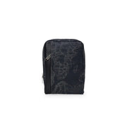 Sac bandoulière homme Alviero Martini Prima Classe noir avec imprimé carte du monde gris discret et fermetures éclair argentées, largeur 27 cm