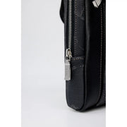 Sac bandoulière homme Alviero Martini Prima Classe, porte-documents en cuir noir avec fermeture éclair et tirette argentées, largeur 27 cm